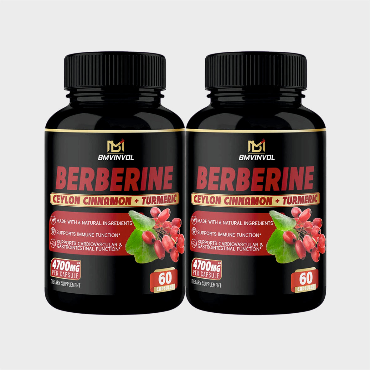 Berberine 4700mg with Ceylon Cinnamon & Turmeric – 120 Capsules, 4-Month Supply